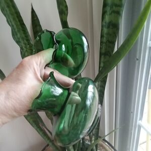 Vintage Anchor Hocking Green Glass Vase Pair